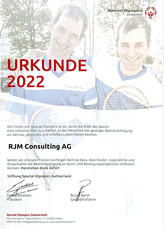 Urkunde Special Olympics 2022