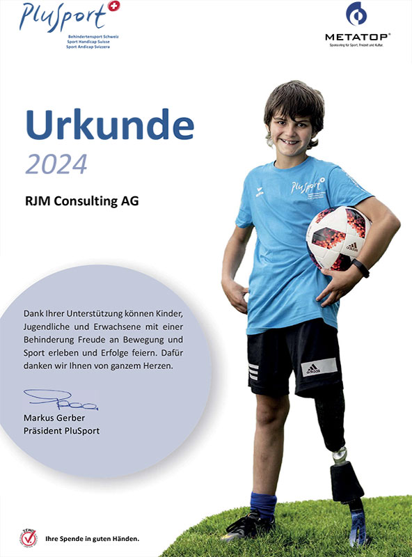 Urkunde Sponsoring PluSport-2024